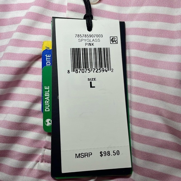 Ralph Lauren RLX Men's pink and white striped classic fit performance polo sz L - Picture 4 of 7